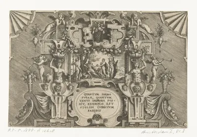 Oordeel van Paris in omlijsting van rolwerk