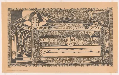 Oorkonde van de Vereeniging ter bevordering van de belangen des Boekhandels met drukker, papierrollen en ornamentiek