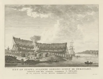 Oorlogsschip Hercules staat op stapel, 1782