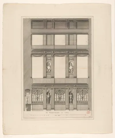Oostelijke muur van de Vierschaar in het Stadhuis op de Dam