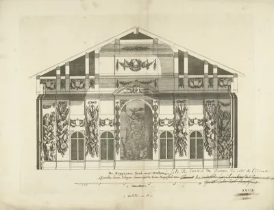 Oostelijke wand van de Krijgsraadzaal in het Stadhuis op de Dam