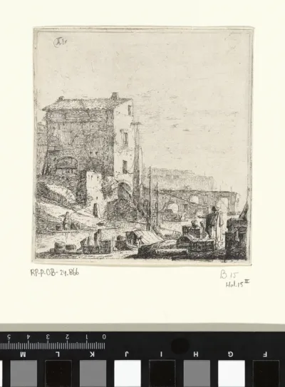 Oosterse koopman bij een rivier