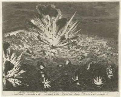 Opblazen van de schipbrug in de Schelde, 1585
