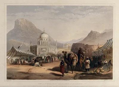 Open-air market outside the temple of Shah Ahmed, Kandahar, Afghanistan