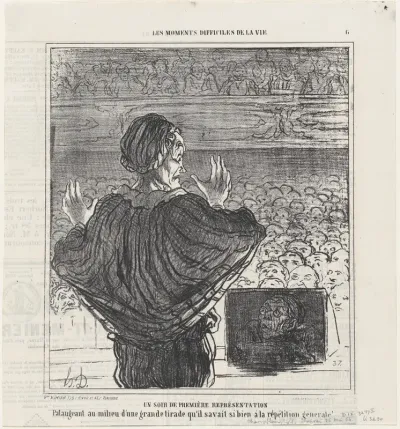 Opening night, from 'The difficult moments of life,' published in Le Charivari, May 26, 1864