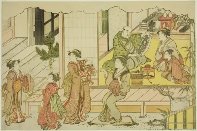 Opening the Storehouse (Kurabiraki), from the illustrated book "Colors of the Triple Dawn (Saishiki mitsu no asa)"