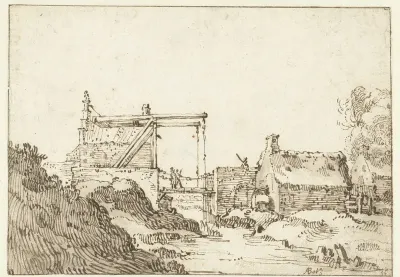 Ophaalbrug bij een stadswal