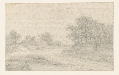 Oplopende landweg met bomen rechts