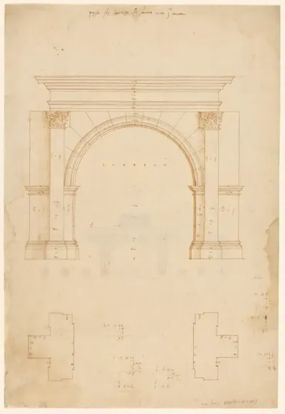 Opmetingstekening van de Boog van Galienus in Rome
