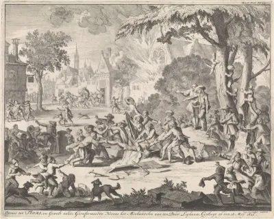 Oproer te Tours waarbij het lijk van een protestant wordt mishandeld, 1621