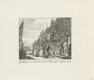 Opstootje voor het huis van admiraal Michiel Adriaenszoon de Ruyter, 1672