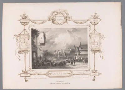 Optocht met een boekdrukkerij, 1836