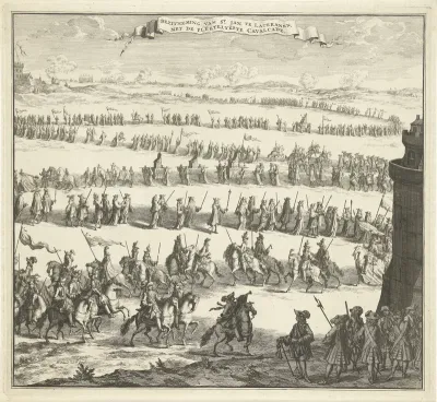 Optocht met ruiters en kardinalen