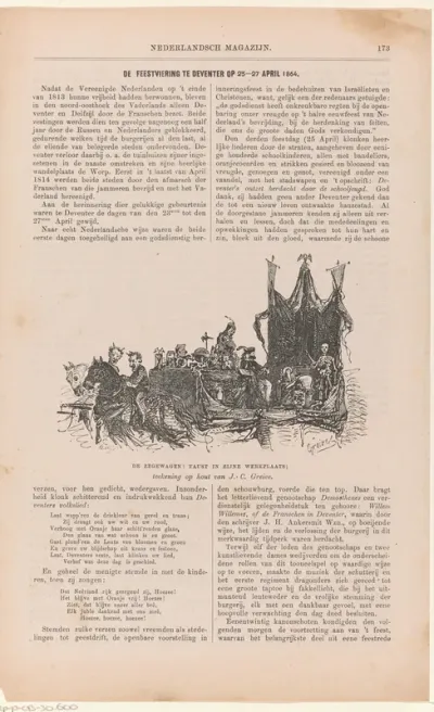 Optocht te Deventer op 26 april 1864 ter herinnering aan de bevrijding van Deventer op 26 april 1814