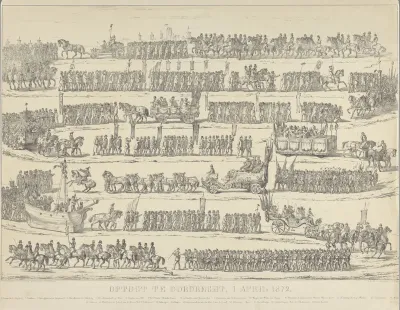 Optocht te Dordrecht op 1 april 1872