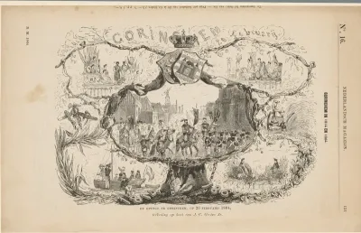 Optocht te Gorinchem op 20 februari 1864 ter herinnering aan de bevrijding van Gorinchem op 20 februari 1814