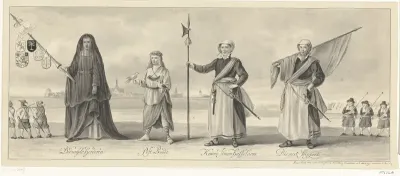 Optocht van de rederijkerskamer van Haarlem bij de herdenking van het beleg van Haarlem, ca. 1660