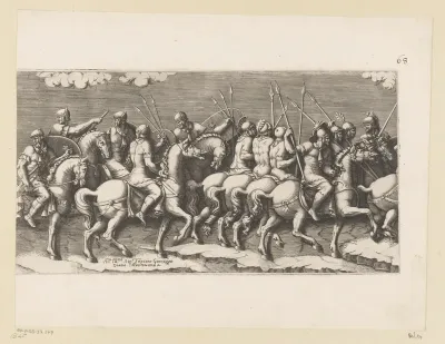 Optocht van gewapende ruiters (middendeel)