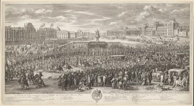 Optocht van Lodewijk XIV, koning van Frankrijk over de Pont Neuf te Parijs