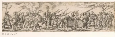 Optocht van soldaten