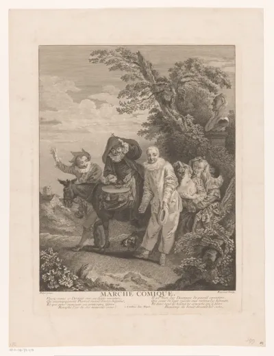Optocht van theaterfiguren