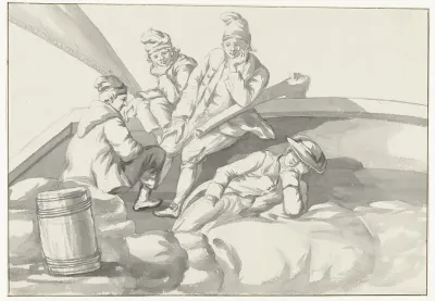 Opvarenden en bemanning op een schip