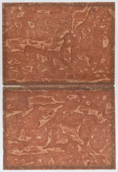 Orange brown paste paper book cover with border
