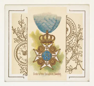 Order of the Seraphim, Sweden, from the World's Decorations series (N44) for Allen & Ginter Cigarettes