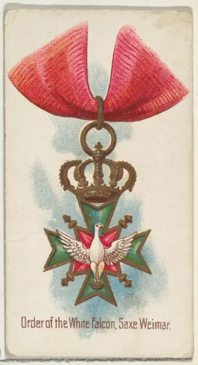 Order of the White Falcon, Saxe Weimar, from the World's Decorations series (N30) for Allen & Ginter Cigarettes
