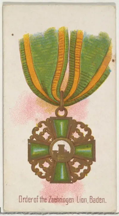 Order of the Zaehringen Lion, Baden, from the World's Decorations series (N30) for Allen & Ginter Cigarettes