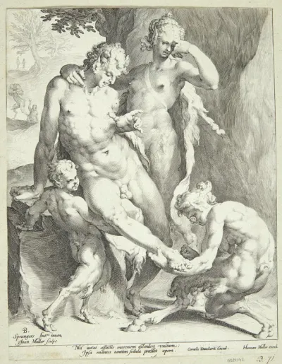 Oreader fjerner en torn fra en satyrs fod
