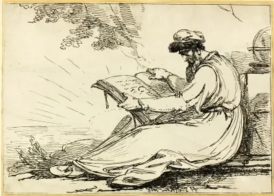 Oriental with a Beard, Reading a Book