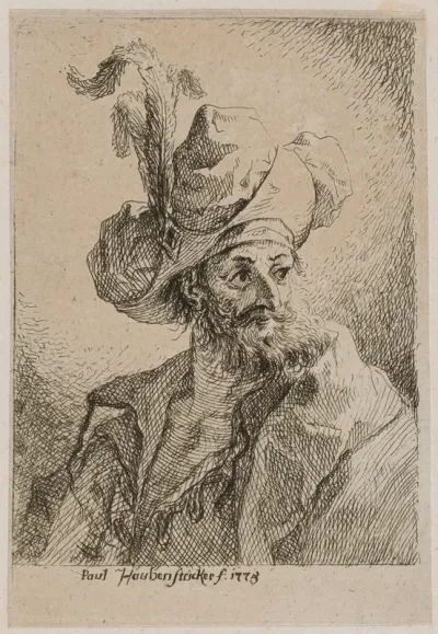 Oriental with a Plumed Hat, Looking Right