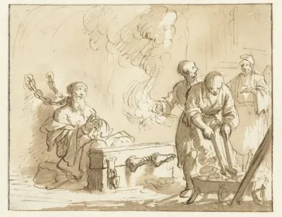 Origenes in de gevangenis met vuur gemarteld
