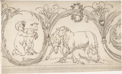 Ornament Containing a Boy and some Sheep