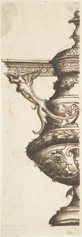 Ornament design after the antique; half-vase with Harpy and Entablature Handle