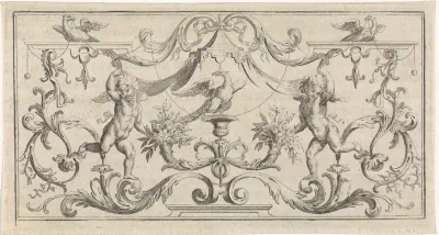 Ornament met een adelaar onder een baldakijn