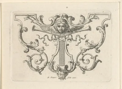 Ornament met gezicht en lier