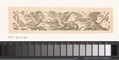 Ornament met putti op vogels