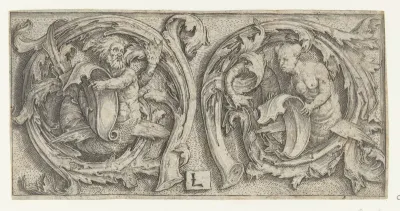 Ornament met triton en sirene