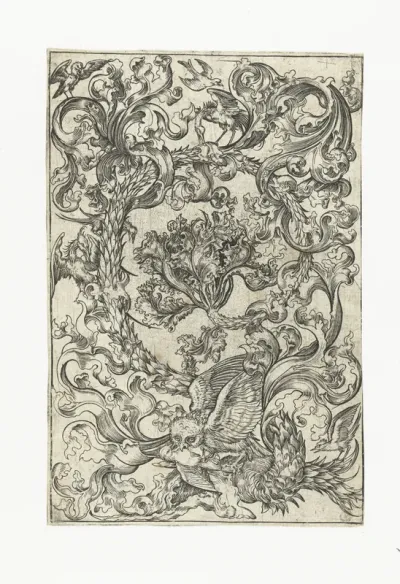Ornament met uil en andere vogels