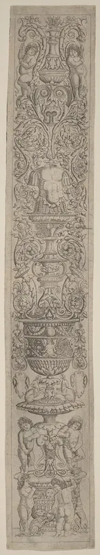 Ornament Panel: Four Children with a Cat and a Dog