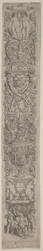 Ornament Panel: Nereid and Two Children Playing Musical Instruments