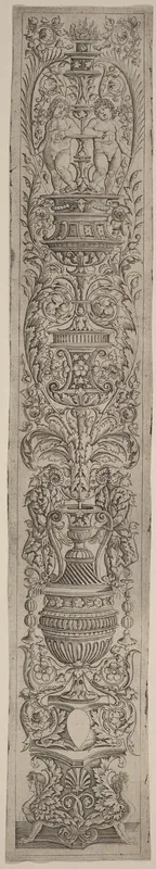 Ornament Panel: Two Sphinxes and Two  Children Holding Palms