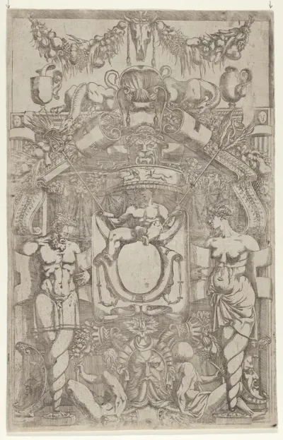 Ornament Panel with Terms and Spiral Bases