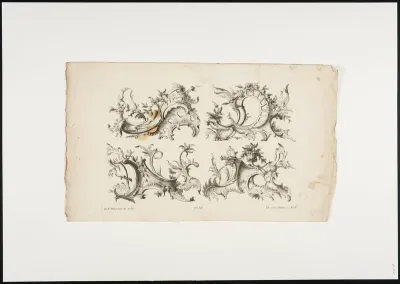 Ornament sheet with 4 cartouches, decorated with floral motives