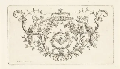 Ornament van bladranken en in het midden een uil