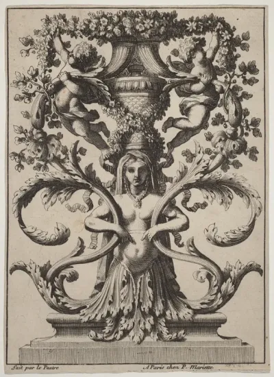 Ornament with a Woman Turning to Foliage