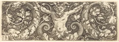 Ornament with Fantastic Satyr and Dolphins