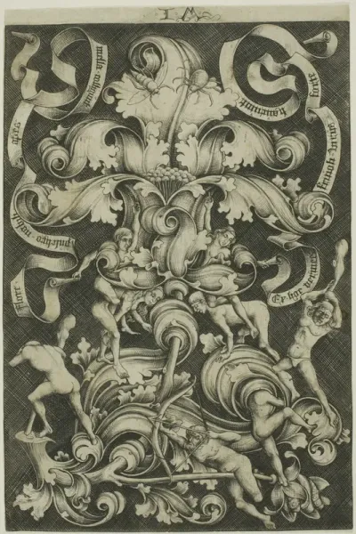 Ornament With Flower and Eight Wild Folk